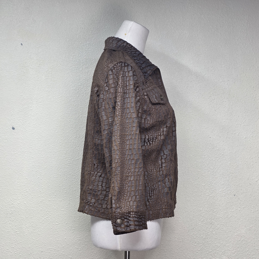 Ruby Rd. Brown Crocodile Textured Women's Blazer Size 6 - Picture 4 of 8